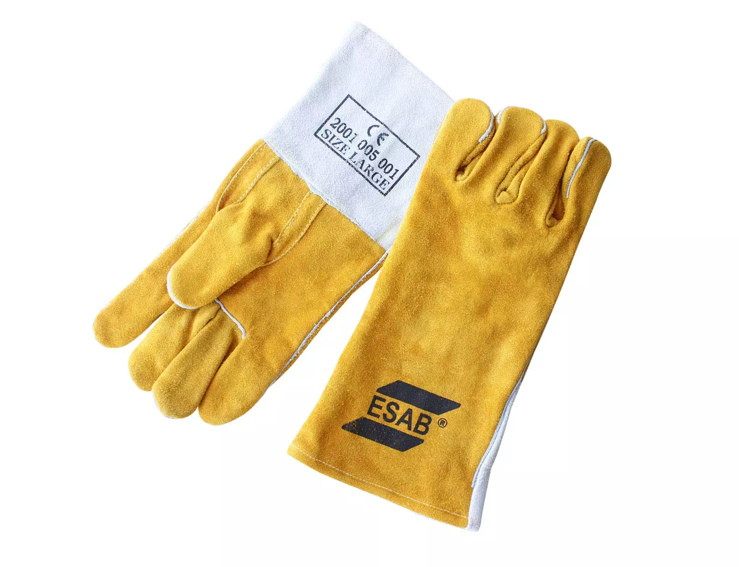 ESAB Large Leather Heavy Duty Welding Hand Gloves Yellow & White